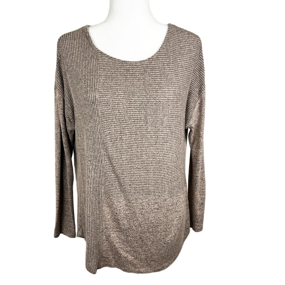 Janet Chung Sweater Women Medium Brown Lightweight Pullover Long Sleeve Top